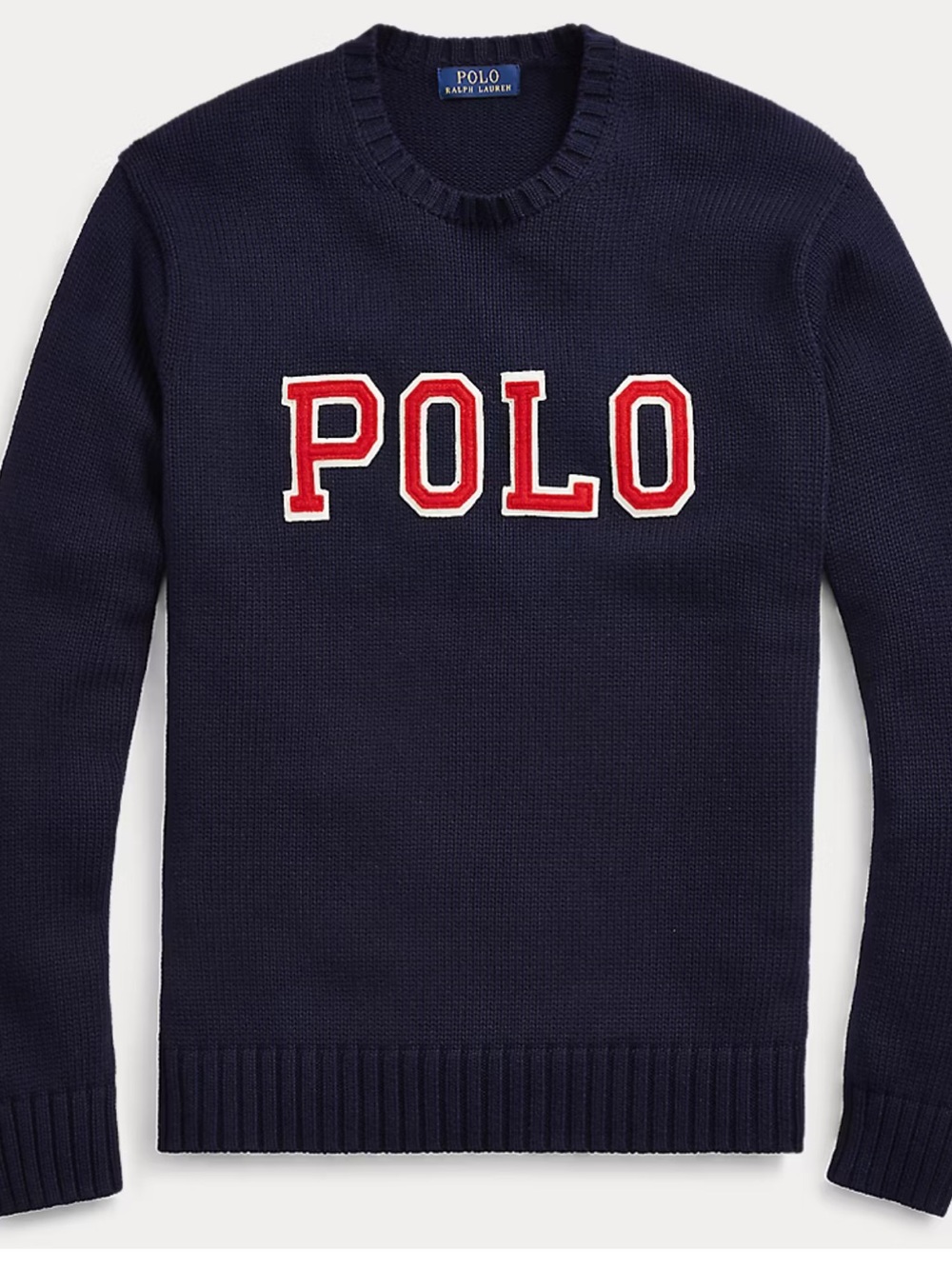 Polo by Ralph Lauren Navy Crewneck Sweater with Red Lettering